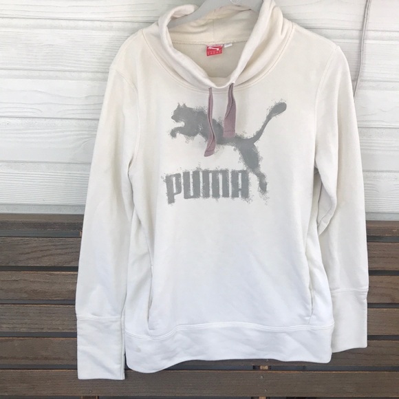 Puma Tops - Puma Graffiti Logo Ivory Cowl Neck Sweatshirt